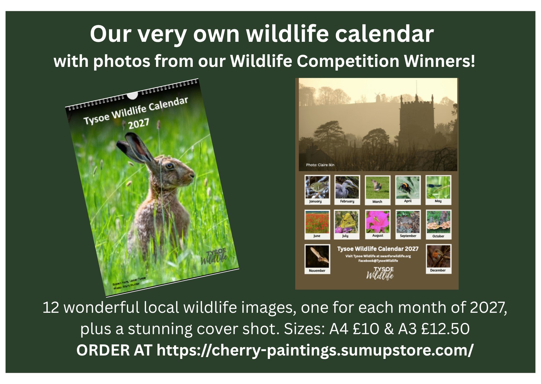 Tysoe Wildlife Calendar 2027 – now available to order online!